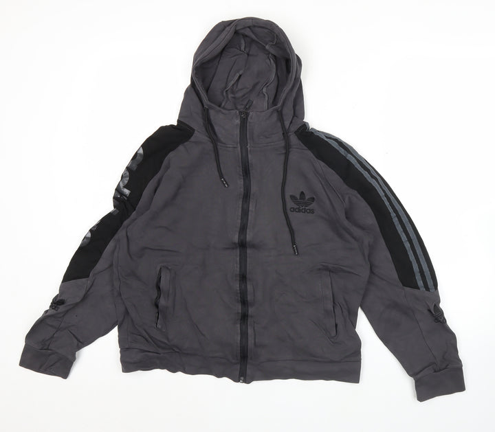Adidas Womens XL Black Full Zip Hoodie Sweatshirt Casual Sportswear