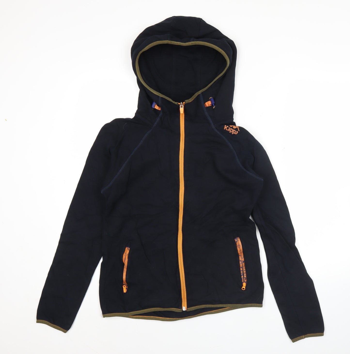 Kappa Womens Black Full Zip Hoodie Size 12 UK with Hooded Style