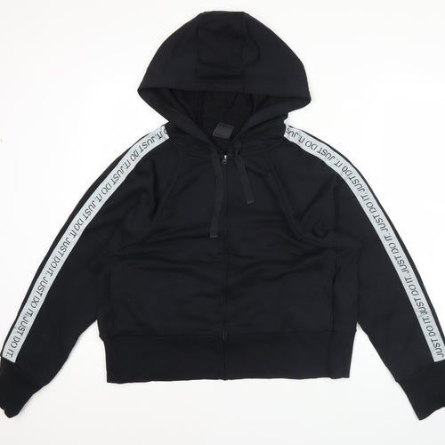 Nike Womens Black Hoodie Sweatshirt L Full Zip Just Do It Dri-Fit