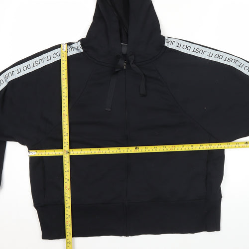 Nike Womens Black Hoodie Sweatshirt L Full Zip Just Do It Dri-Fit