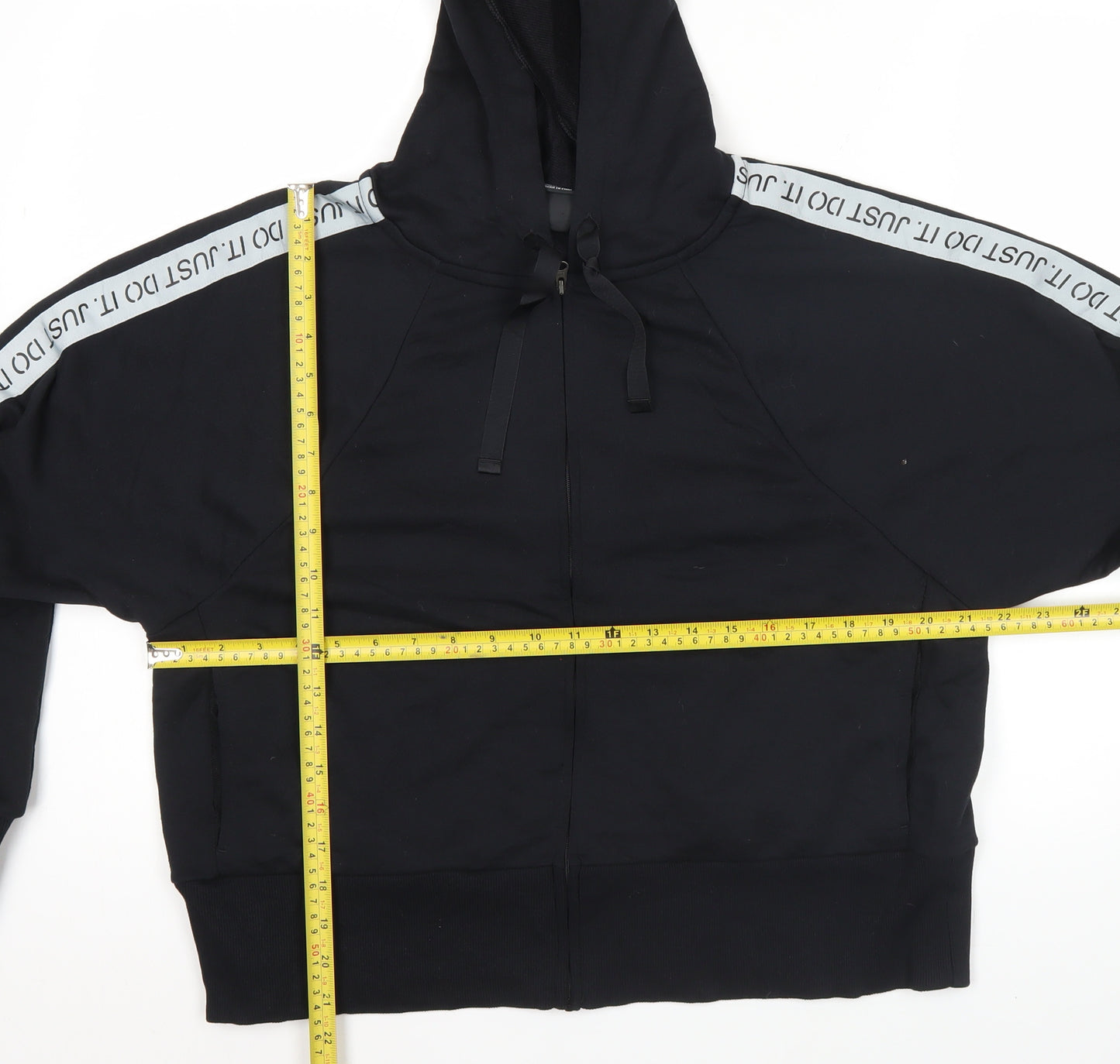 Nike Womens Black Hoodie Sweatshirt L Full Zip Just Do It Dri-Fit