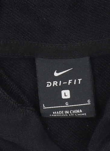 Nike Womens Black Hoodie Sweatshirt L Full Zip Just Do It Dri-Fit