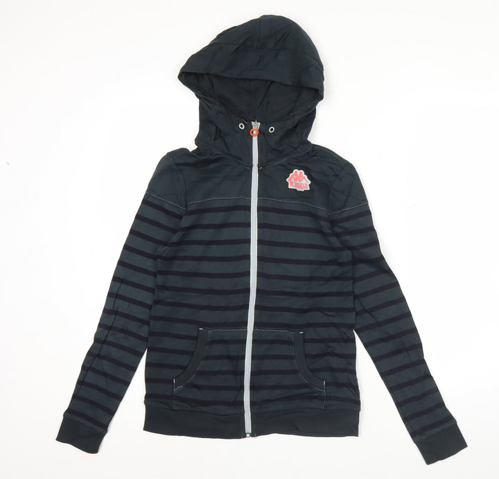 Kappa Womens Black Striped Full Zip Hoodie Size M UK 14