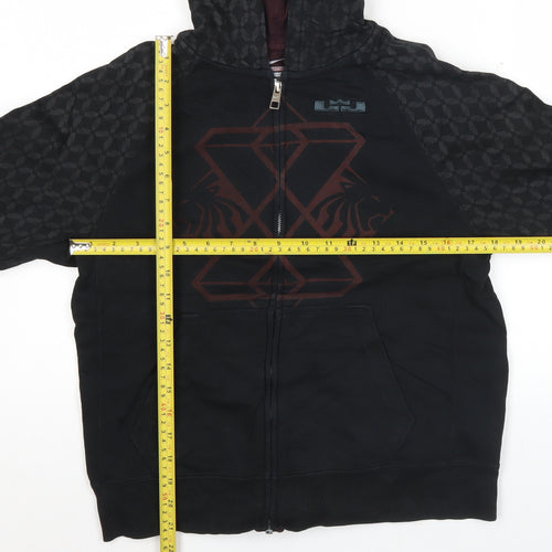 Nike Women’s Black Full Zip Hoodie Sweatshirt L Cotton Blend Graphic