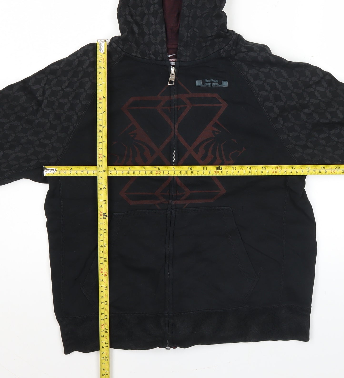 Nike Women’s Black Full Zip Hoodie Sweatshirt L Cotton Blend Graphic