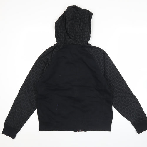 Nike Women’s Black Full Zip Hoodie Sweatshirt L Cotton Blend Graphic