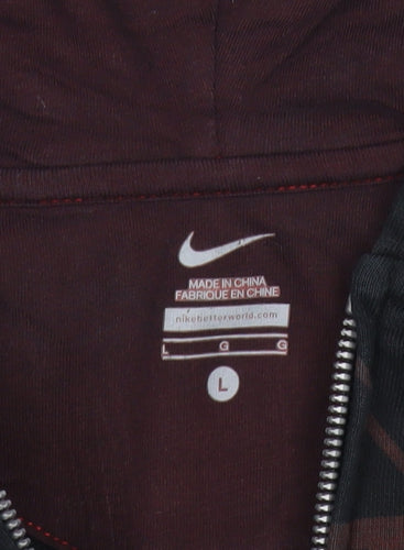 Nike Women’s Black Full Zip Hoodie Sweatshirt L Cotton Blend Graphic
