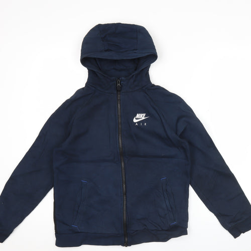 Nike Air Teens Navy Blue Full Zip Hoodie L Cotton Blend