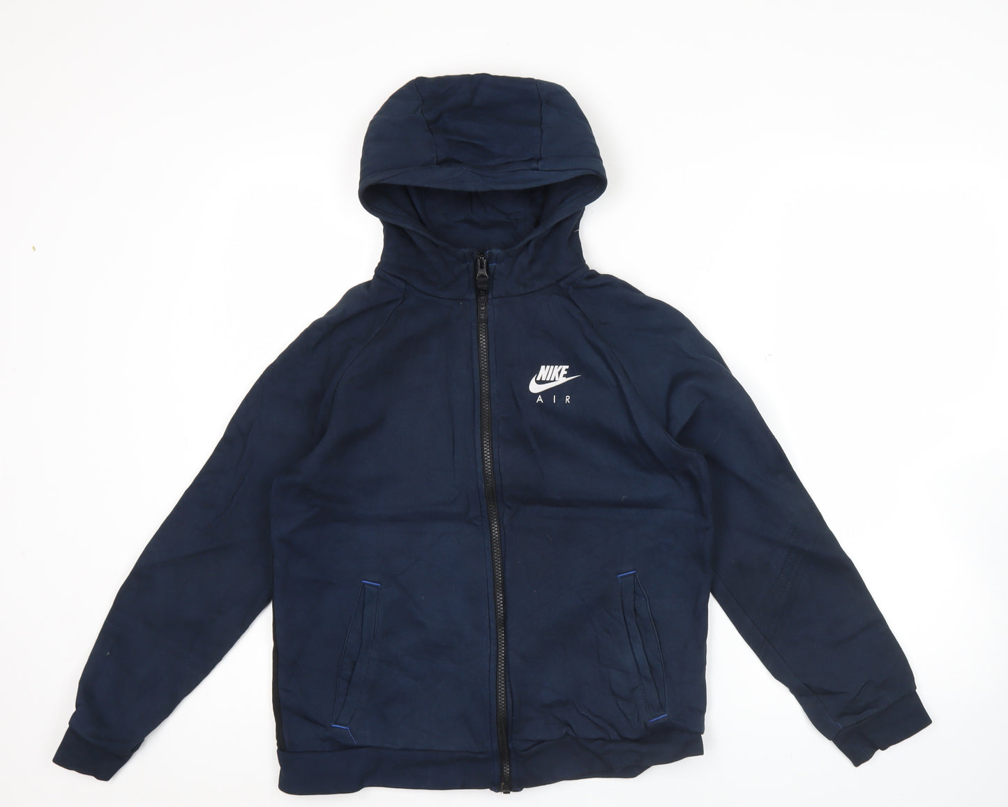Nike Air Teens Navy Blue Full Zip Hoodie L Cotton Blend