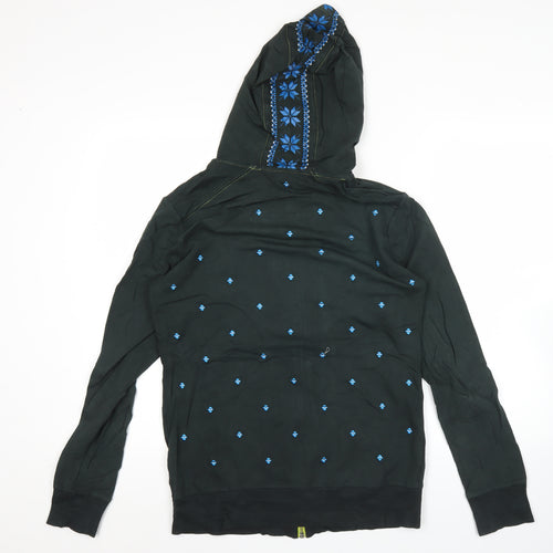 Kappa Womens Black Hoodie Size 10 Embroidered Full Zip Sweatshirt