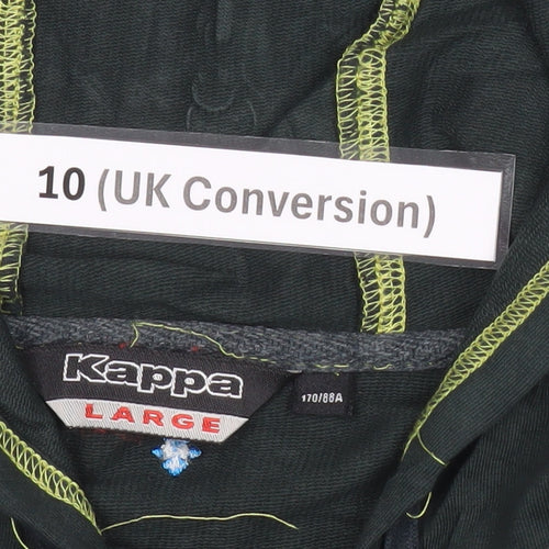 Kappa Womens Black Hoodie Size 10 Embroidered Full Zip Sweatshirt