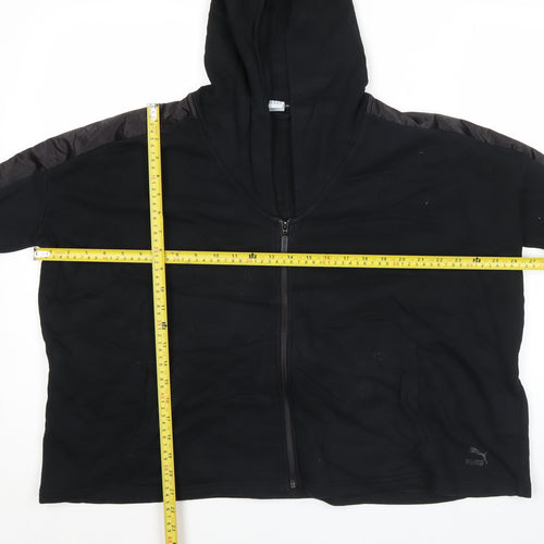Puma Womens Black Size 12 Full Zip Hoodie Sports Loungewear