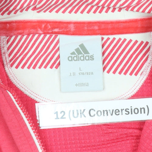 Adidas Womens Pink Full Zip Hoodie UK 12 Regular Fit Sportswear