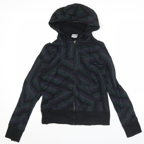 Nike Womens Black Graphic Full Zip Hoodie Size M Cotton Sportswear