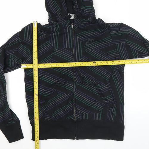 Nike Womens Black Graphic Full Zip Hoodie Size M Cotton Sportswear