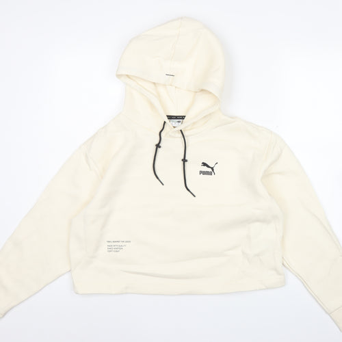Puma Womens Ivory Hoodie Small Pullover Hooded Sweatshirt