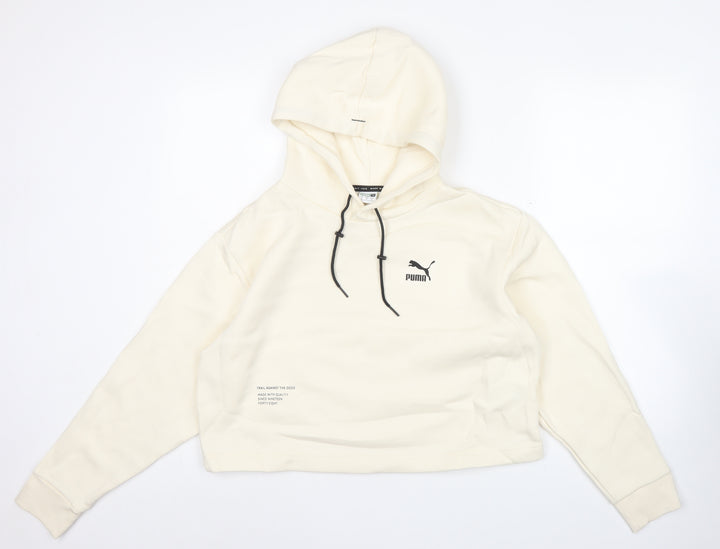 Puma Womens Ivory Hoodie Small Pullover Hooded Sweatshirt