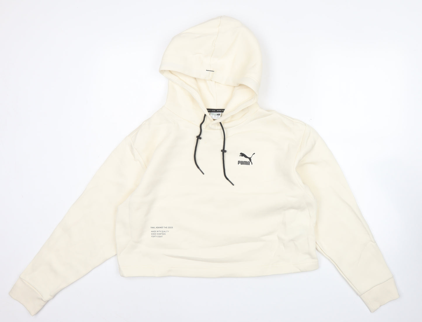 Puma Womens Ivory Hoodie Small Pullover Hooded Sweatshirt