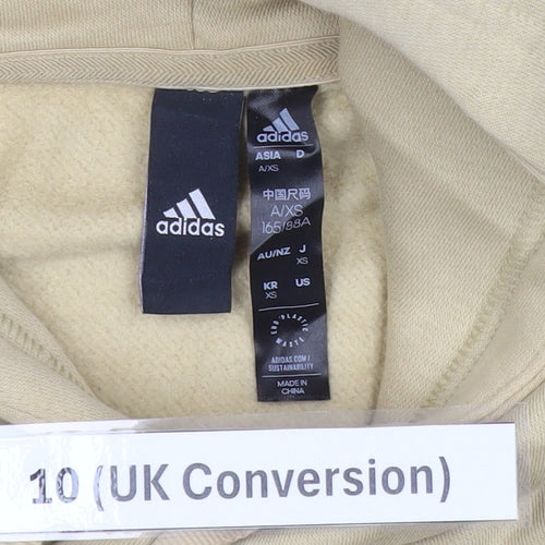 Adidas Womens Beige Hoodie Size 10 UK Pullover Logo Casual Sweatshirt