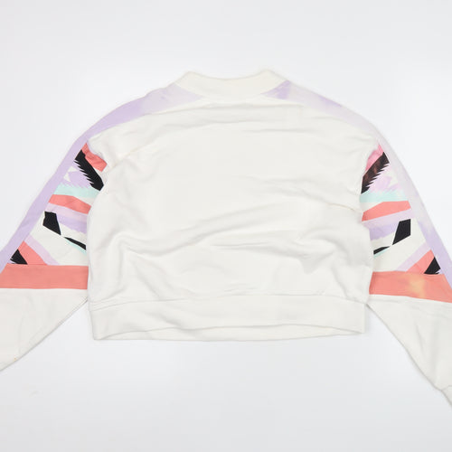 Fila Womens White Sweatshirt Size 8 Logo Pullover Crew Neck