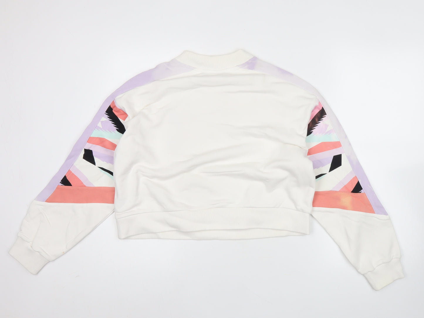 Fila Womens White Sweatshirt Size 8 Logo Pullover Crew Neck