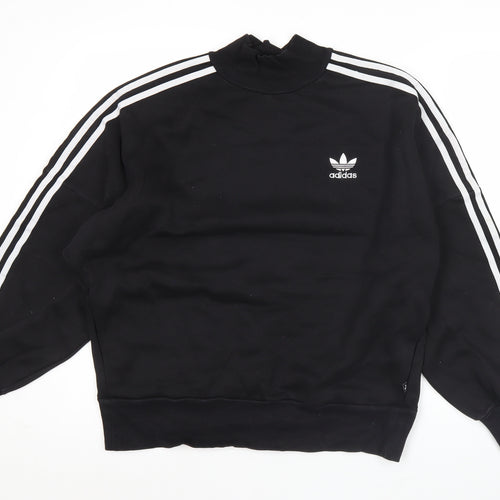 Adidas Womens Black Sweatshirt UK 14 Crew Neck Long Sleeve Logo