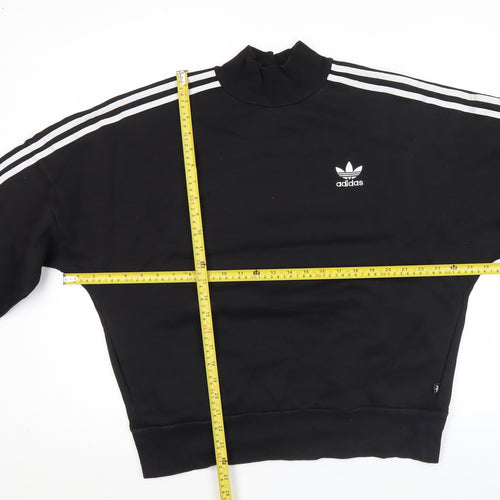 Adidas Womens Black Sweatshirt UK 14 Crew Neck Long Sleeve Logo