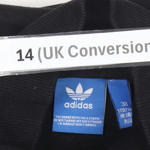 Adidas Womens Black Sweatshirt UK 14 Crew Neck Long Sleeve Logo
