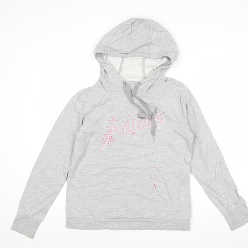 Adidas Womens Grey Hoodie Size 10 Pullover Long Sleeve Logo