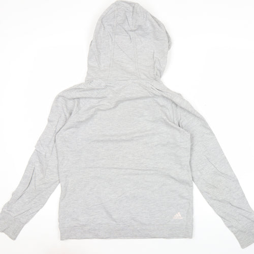 Adidas Womens Grey Hoodie Size 10 Pullover Long Sleeve Logo