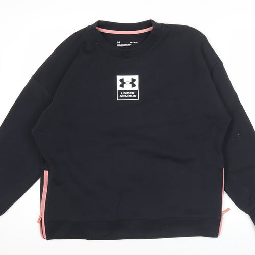 Under Armour Women Black M Sweatshirt Crew Neck Logo Athletic Casual
