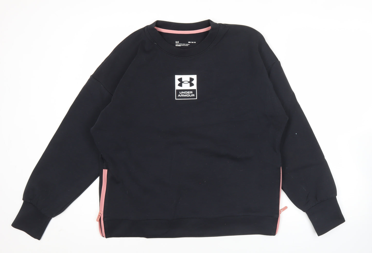 Under Armour Women Black M Sweatshirt Crew Neck Logo Athletic Casual