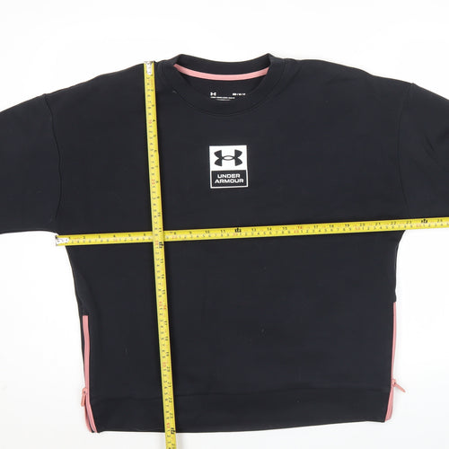 Under Armour Women Black M Sweatshirt Crew Neck Logo Athletic Casual