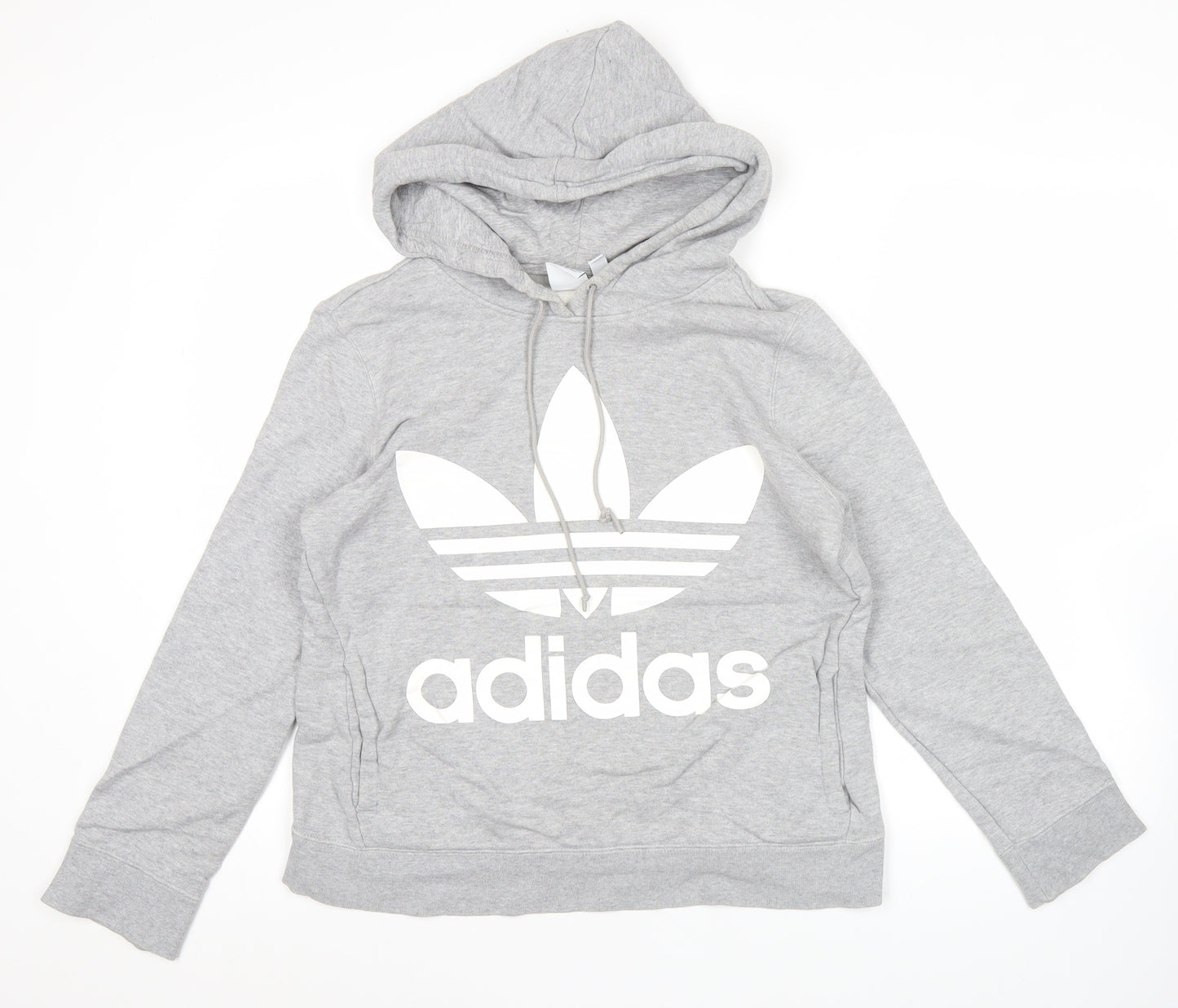 Adidas Womens Grey Trefoil Hoodie Pullover Size 8 UK Logo Sportswear