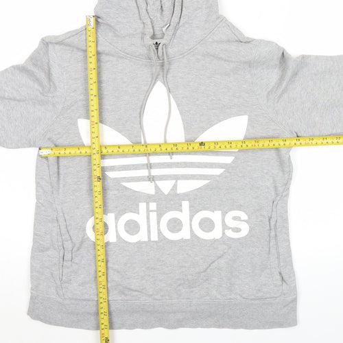 Adidas Womens Grey Trefoil Hoodie Pullover Size 8 UK Logo Sportswear