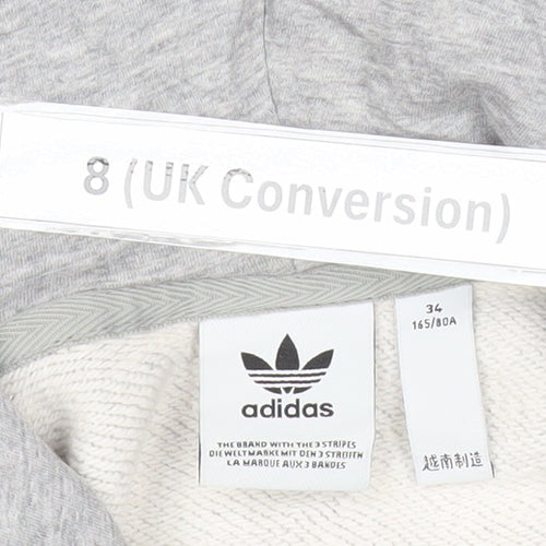 Adidas Womens Grey Trefoil Hoodie Pullover Size 8 UK Logo Sportswear