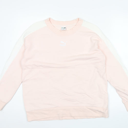 Puma Women’s Pink Logo Sweatshirt Size 10 Raglan Sleeve Crew Neck