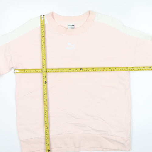 Puma Women’s Pink Logo Sweatshirt Size 10 Raglan Sleeve Crew Neck