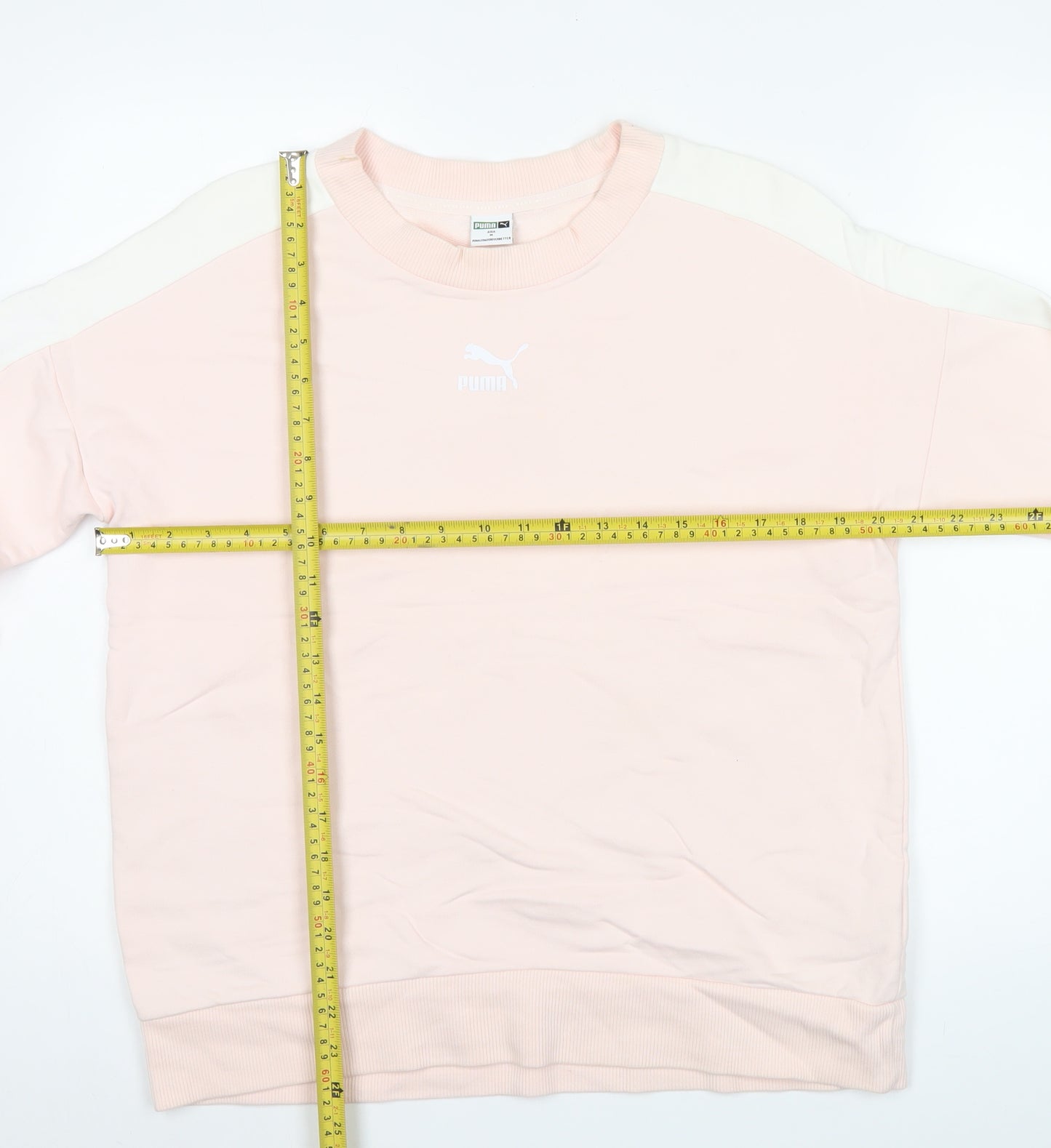 Puma Women’s Pink Logo Sweatshirt Size 10 Raglan Sleeve Crew Neck