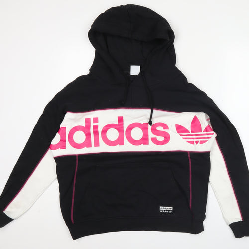 Adidas Womens Black & White Hoodie Size 8 Pullover Cotton