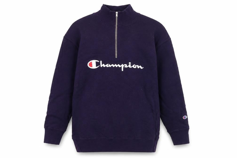 Front view of Champion Women’s Purple Medium 1/4 Zip Logo Sweatshirt