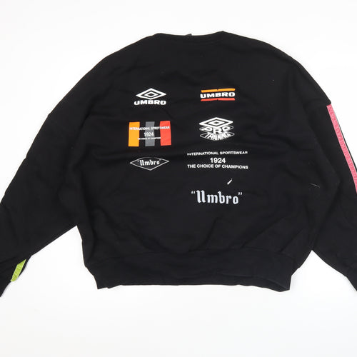 Umbro Womens Black Size 12 Pullover Sweatshirt Logo Graphic