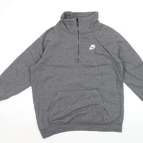 Nike Womens Grey Medium 1/2 Zip Sweatshirt Hoodie Cotton Blend