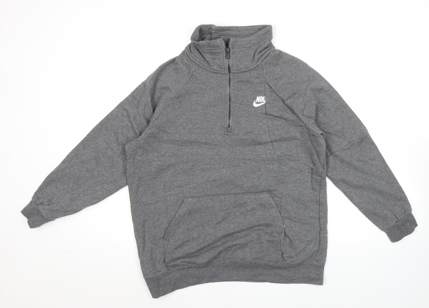 Nike Womens Grey Medium 1/2 Zip Sweatshirt Hoodie Cotton Blend