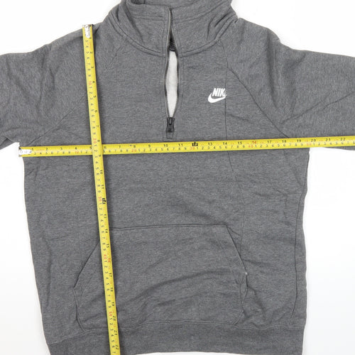 Nike Womens Grey Medium 1/2 Zip Sweatshirt Hoodie Cotton Blend
