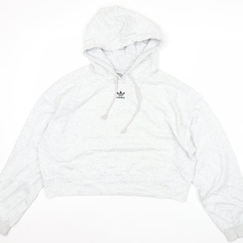 Adidas Women’s Grey Pullover Hoodie Size 10 UK Relaxed Fit Logo