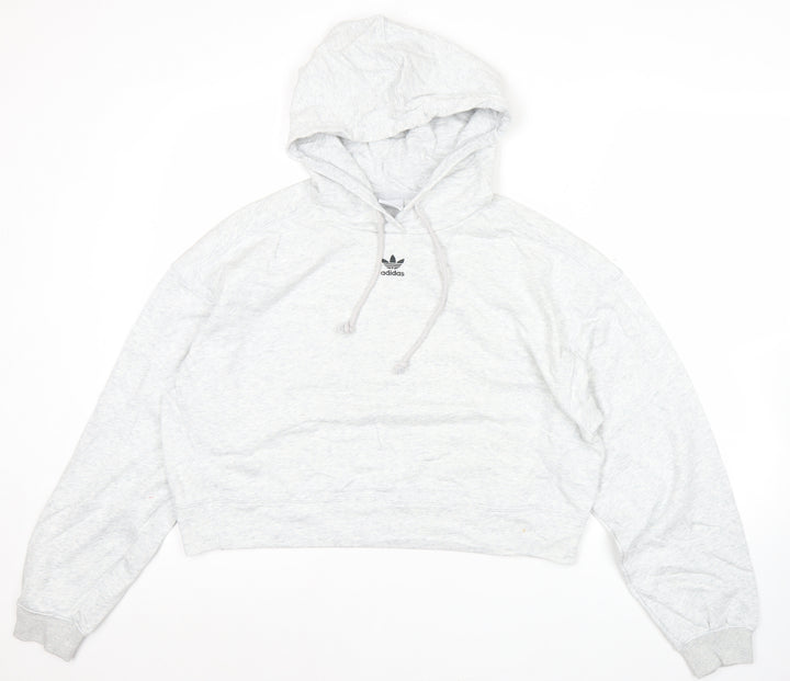 Adidas Women’s Grey Pullover Hoodie Size 10 UK Relaxed Fit Logo