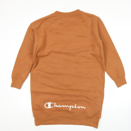 Champion Women's Brown XS Pullover Sweatshirt Dress Logo Long Sleeve