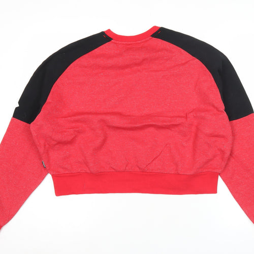 Converse Women Red Black White Pullover Sweatshirt Size M Crew Neck Logo