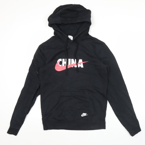 Nike Womens Black XS Pullover Hoodie China Logo Cotton Blend